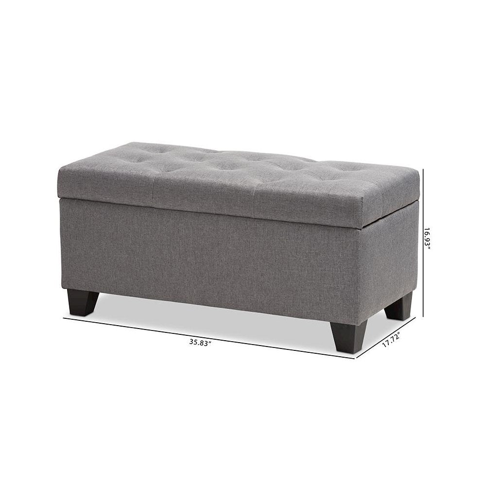 Michaela Modern and Contemporary Grey Fabric Upholstered Storage Ottoman