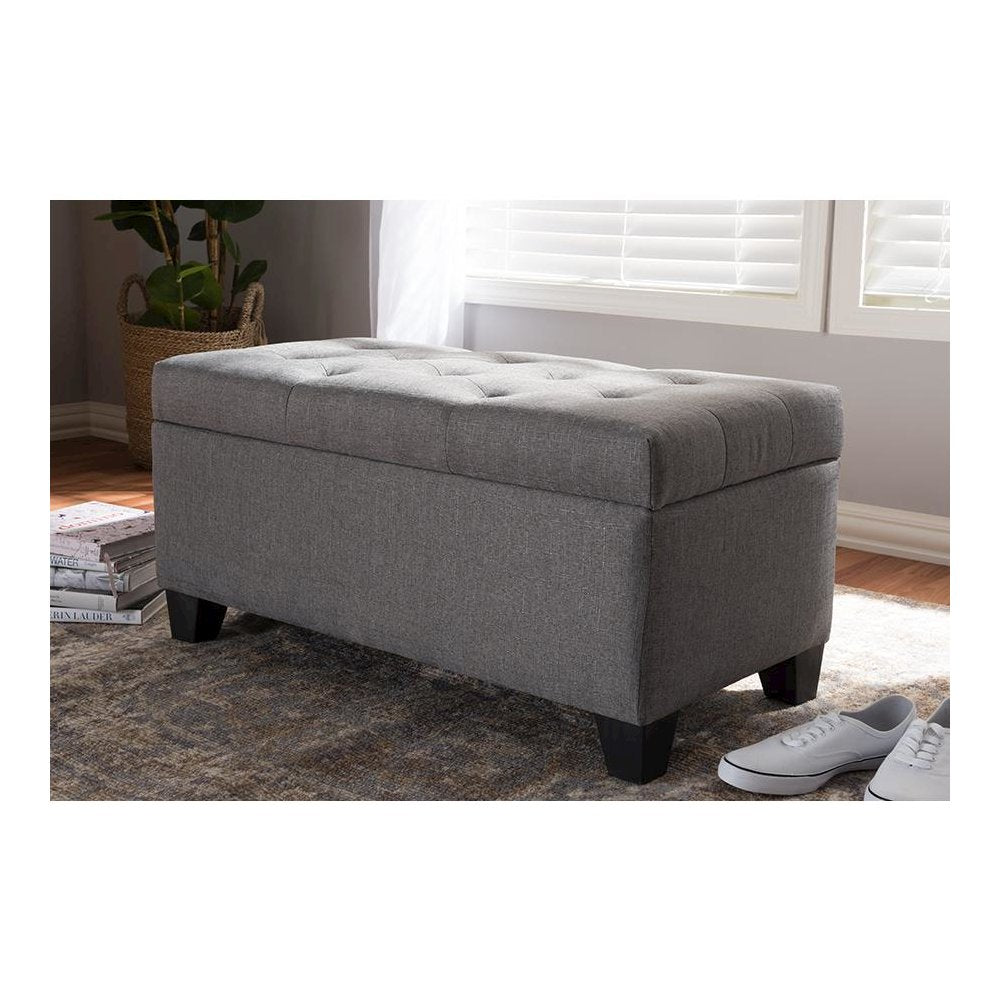 Michaela Modern and Contemporary Grey Fabric Upholstered Storage Ottoman