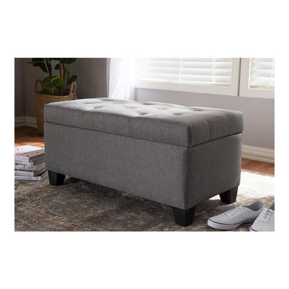 Michaela Modern and Contemporary Grey Fabric Upholstered Storage Ottoman