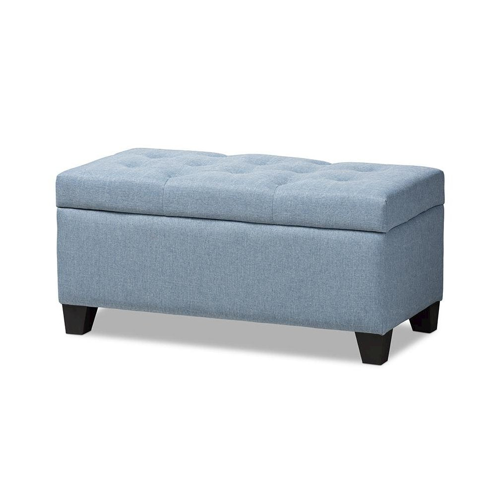 Michaela Modern and Contemporary Light Blue Fabric Upholstered Storage Ottoman