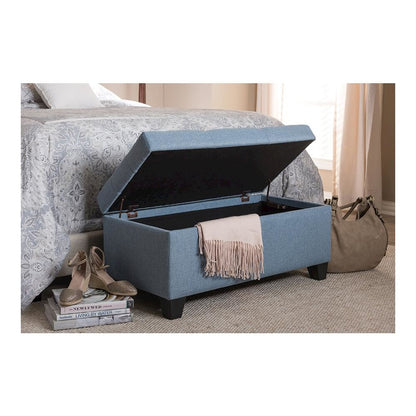 Michaela Modern and Contemporary Light Blue Fabric Upholstered Storage Ottoman
