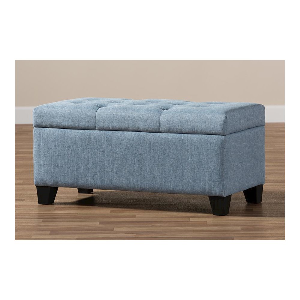 Michaela Modern and Contemporary Light Blue Fabric Upholstered Storage Ottoman