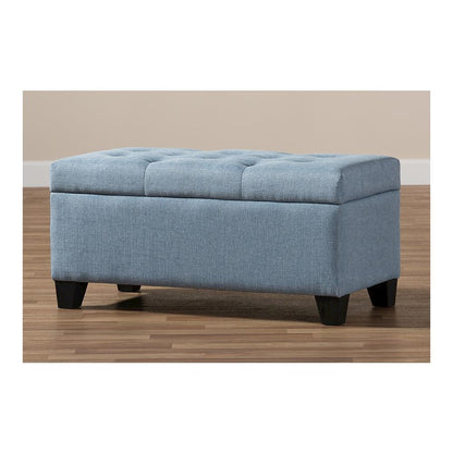 Michaela Modern and Contemporary Light Blue Fabric Upholstered Storage Ottoman