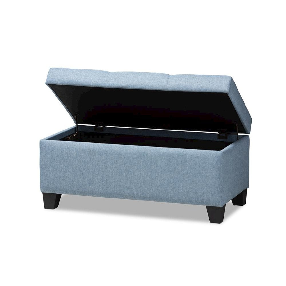 Michaela Modern and Contemporary Light Blue Fabric Upholstered Storage Ottoman