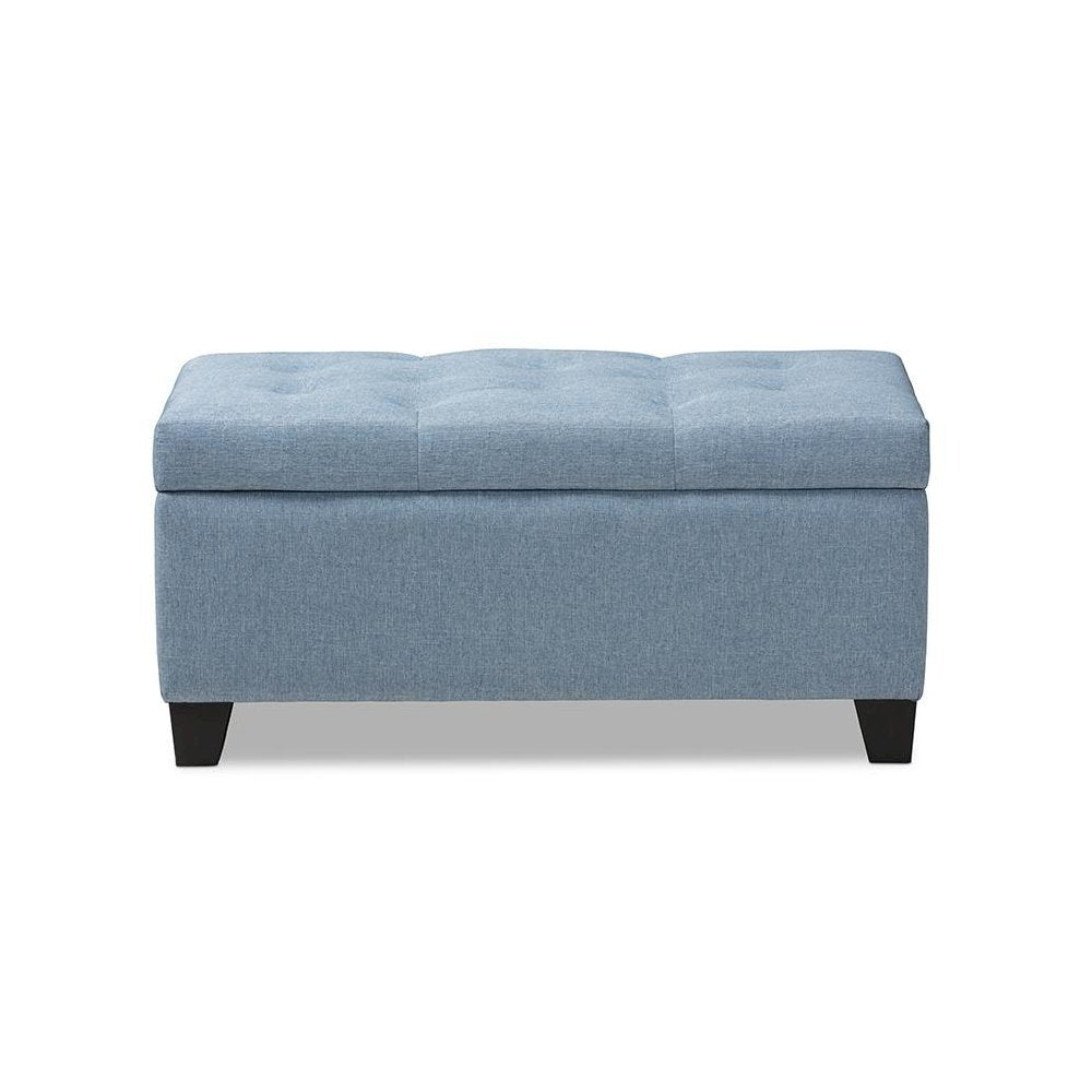 Michaela Modern and Contemporary Light Blue Fabric Upholstered Storage Ottoman