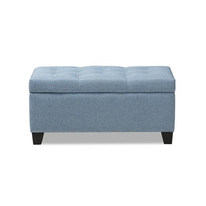 Michaela Modern and Contemporary Light Blue Fabric Upholstered Storage Ottoman