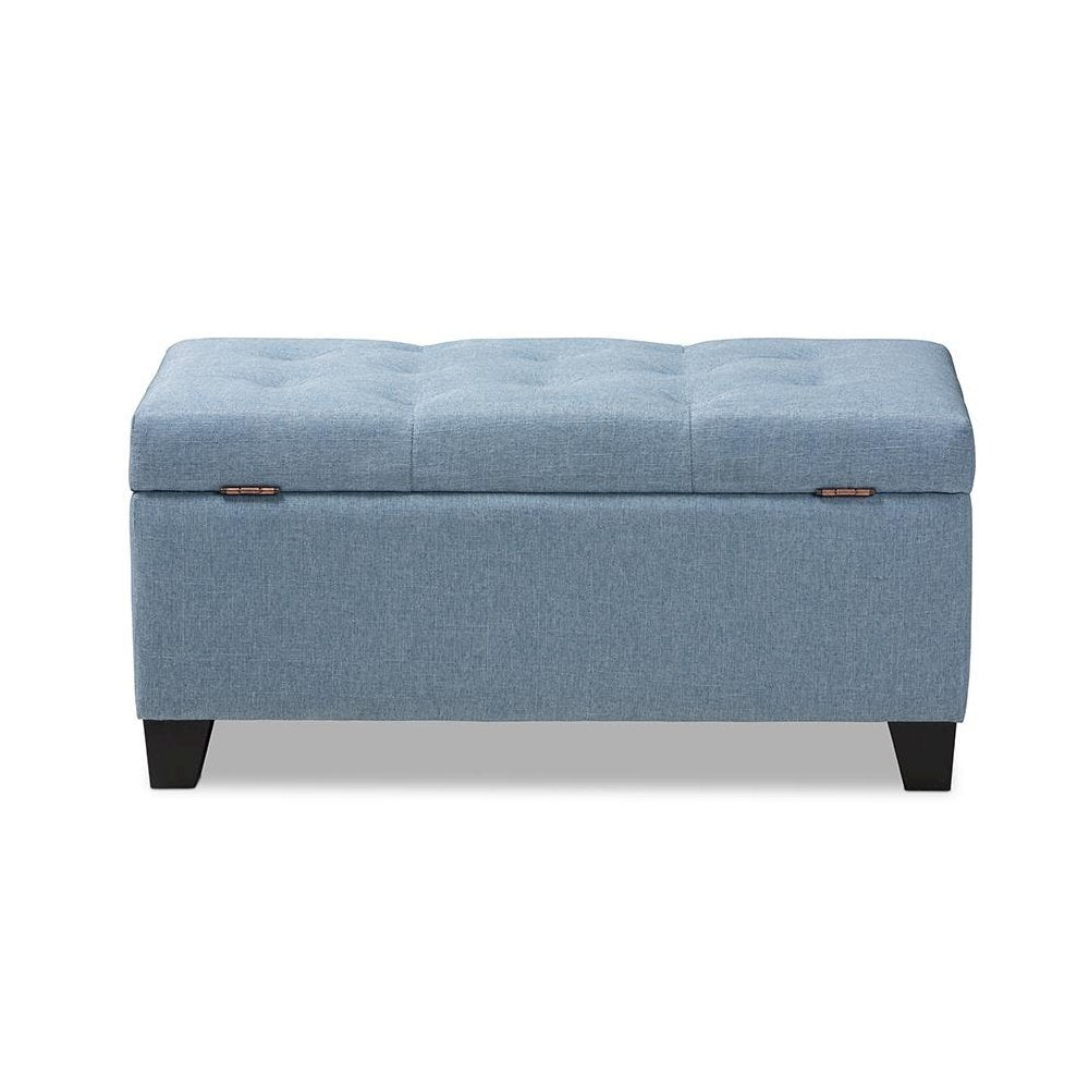 Michaela Modern and Contemporary Light Blue Fabric Upholstered Storage Ottoman