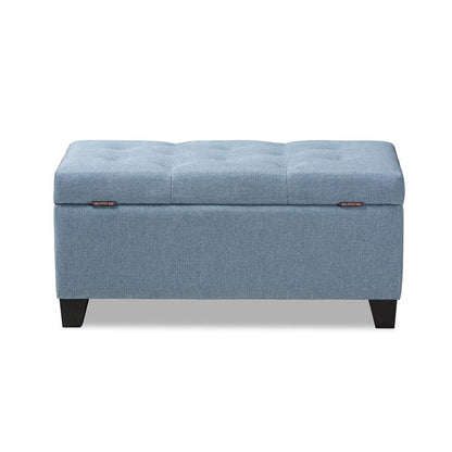 Michaela Modern and Contemporary Light Blue Fabric Upholstered Storage Ottoman