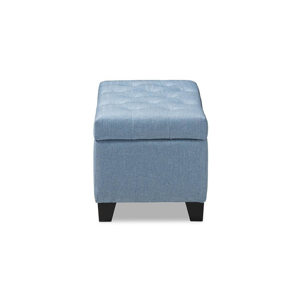 Michaela Modern and Contemporary Light Blue Fabric Upholstered Storage Ottoman