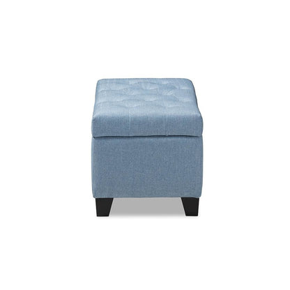 Michaela Modern and Contemporary Light Blue Fabric Upholstered Storage Ottoman