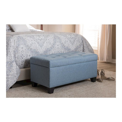 Michaela Modern and Contemporary Light Blue Fabric Upholstered Storage Ottoman