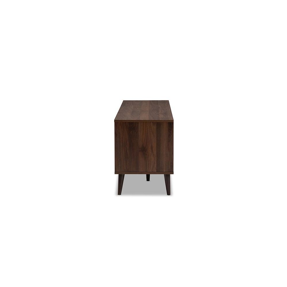 Baxton Studio Samuel Mid-Century Modern Brown and Dark Grey Finished TV Stand