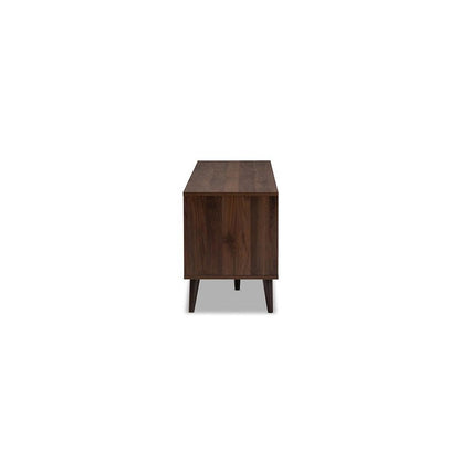 Baxton Studio Samuel Mid-Century Modern Brown and Dark Grey Finished TV Stand