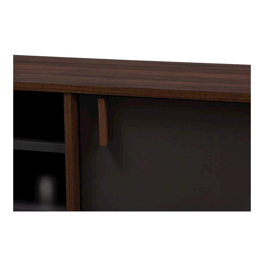 Baxton Studio Samuel Mid-Century Modern Brown and Dark Grey Finished TV Stand