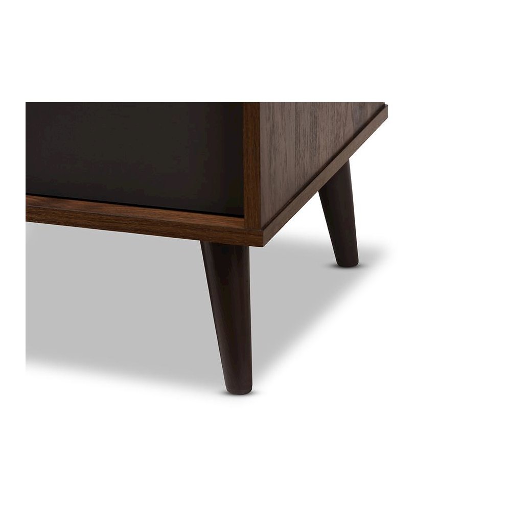 Baxton Studio Samuel Mid-Century Modern Brown and Dark Grey Finished TV Stand