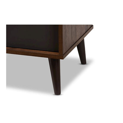 Baxton Studio Samuel Mid-Century Modern Brown and Dark Grey Finished TV Stand