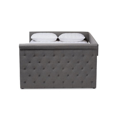 Grey Fabric Upholstered Full Size Daybed with Trundle