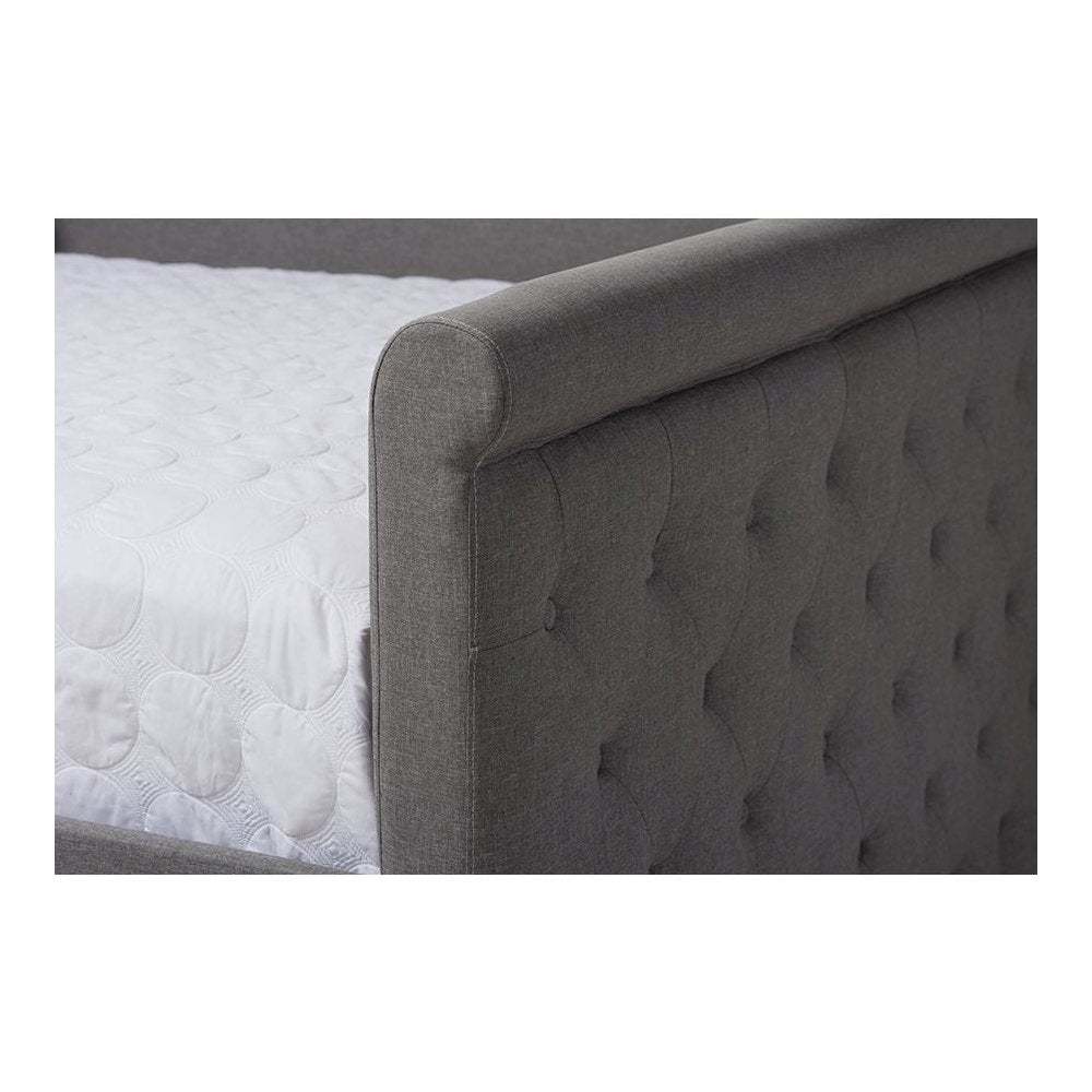 Grey Fabric Upholstered Full Size Daybed with Trundle