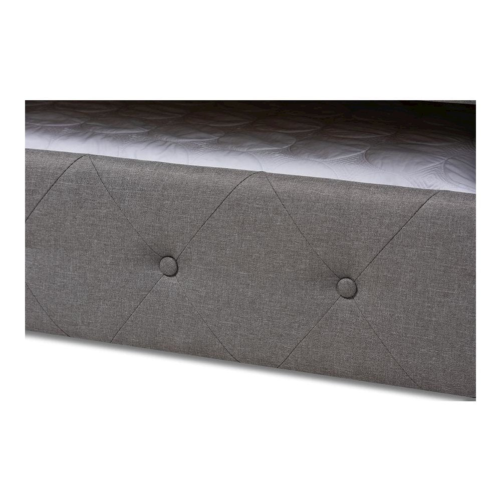 Grey Fabric Upholstered Full Size Daybed with Trundle