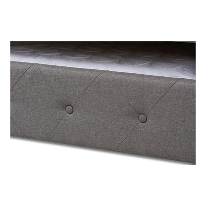Grey Fabric Upholstered Full Size Daybed with Trundle