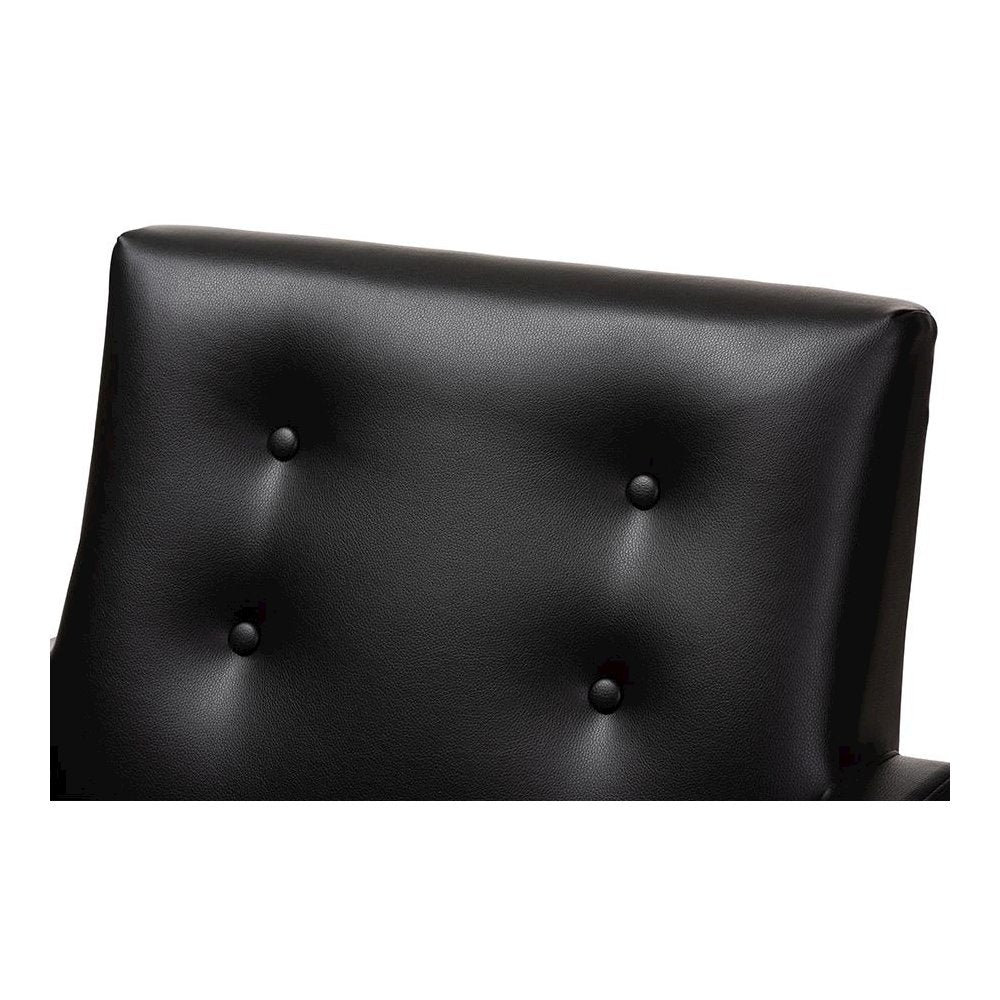 Leather Upholstered Walnut Wood Lounge Chair