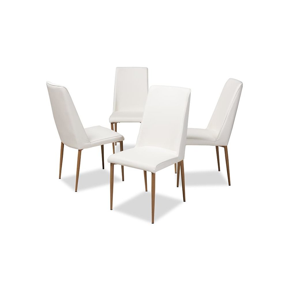 White Faux Leather Upholstered Dining Chair (Set of 4)