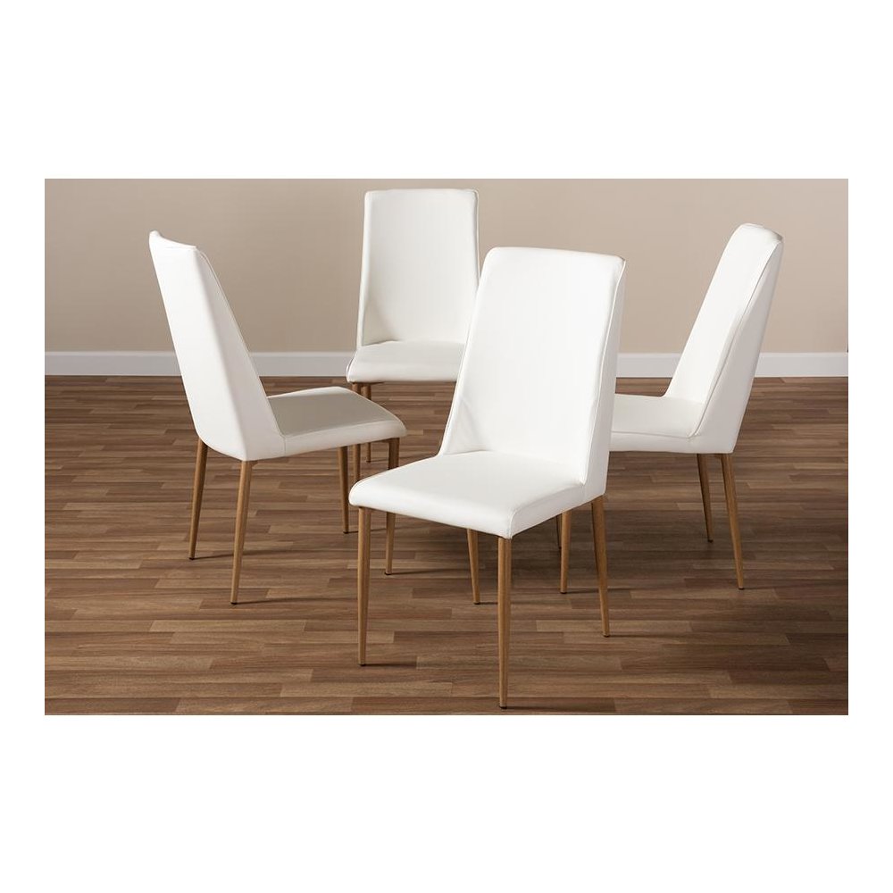White Faux Leather Upholstered Dining Chair (Set of 4)