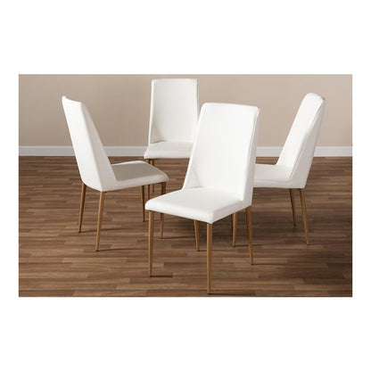 White Faux Leather Upholstered Dining Chair (Set of 4)