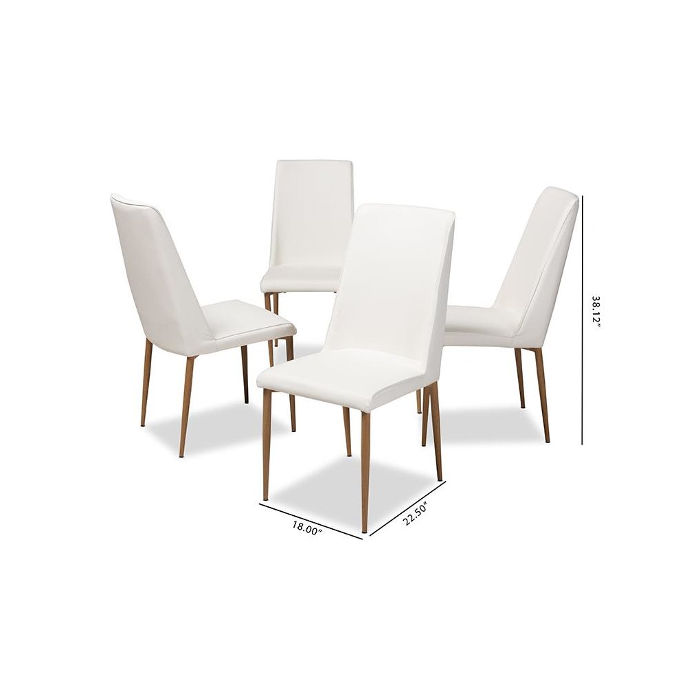 White Faux Leather Upholstered Dining Chair (Set of 4)