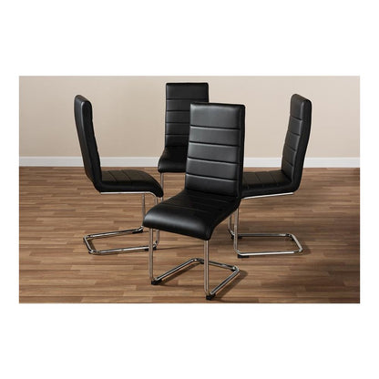 Black Faux Leather Upholstered Dining Chair (Set of 4)