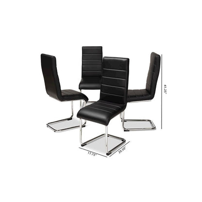 Black Faux Leather Upholstered Dining Chair (Set of 4)