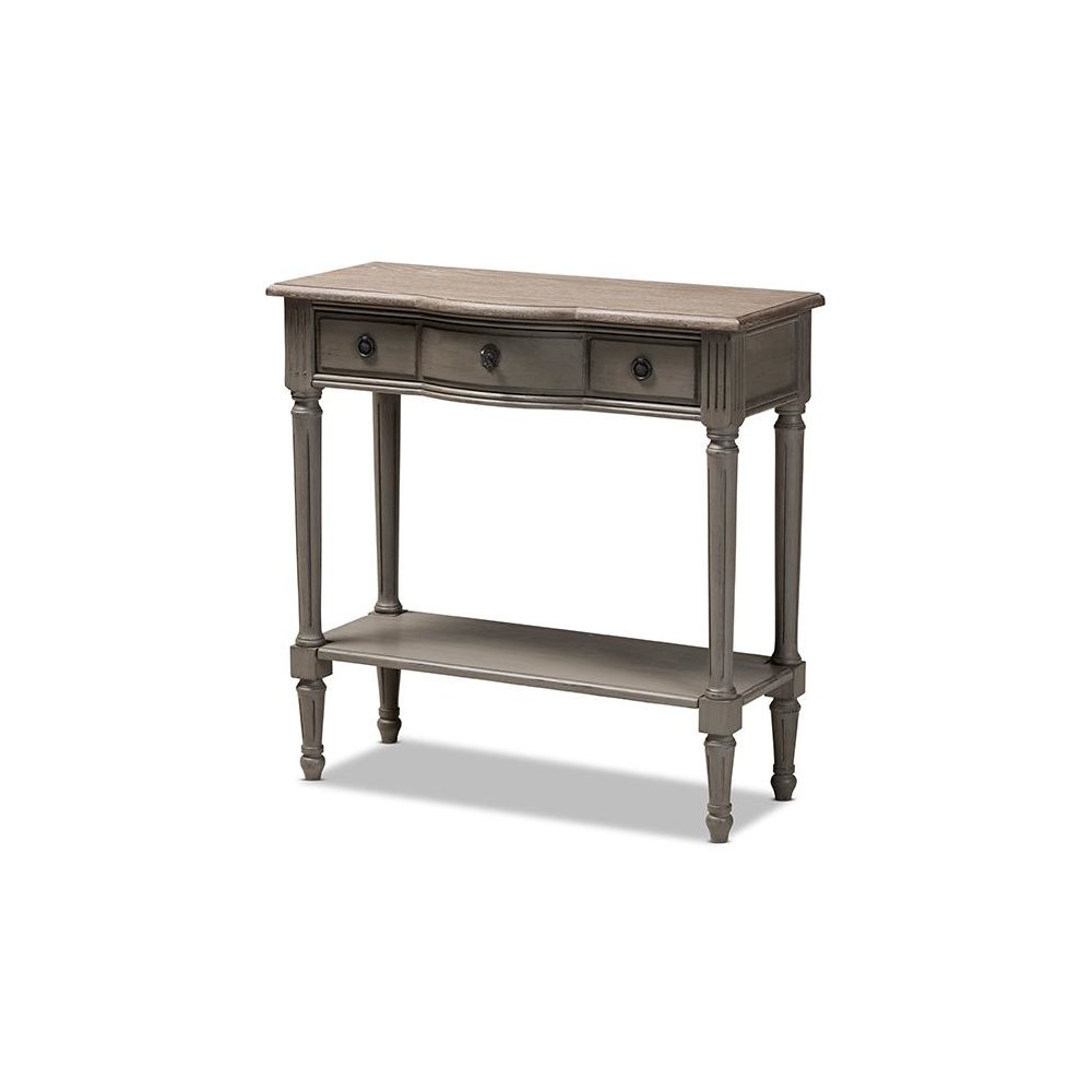 Baxton Studio Noelle French Provincial Gray Finished 1-Drawer Wood Console Table