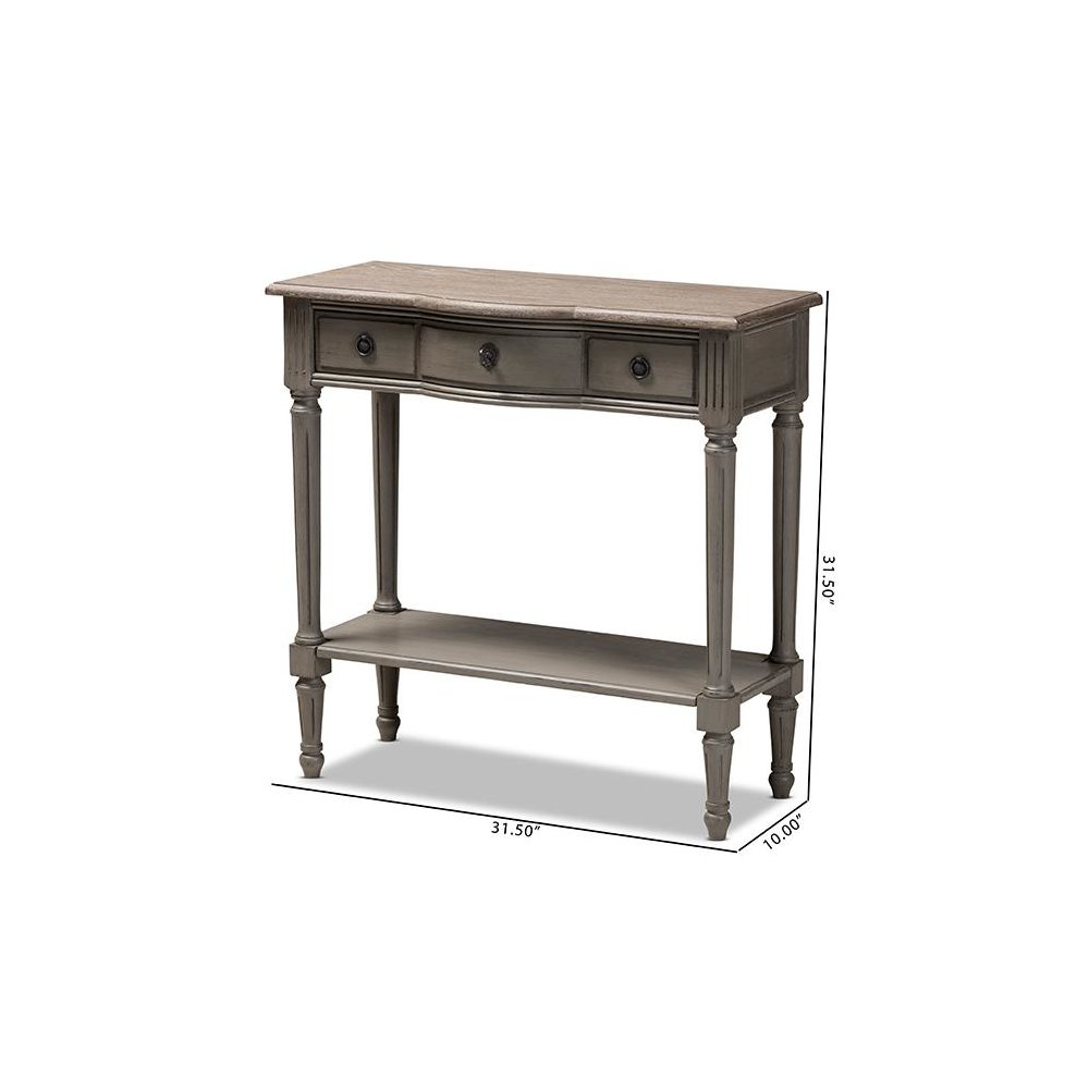 Baxton Studio Noelle French Provincial Gray Finished 1-Drawer Wood Console Table