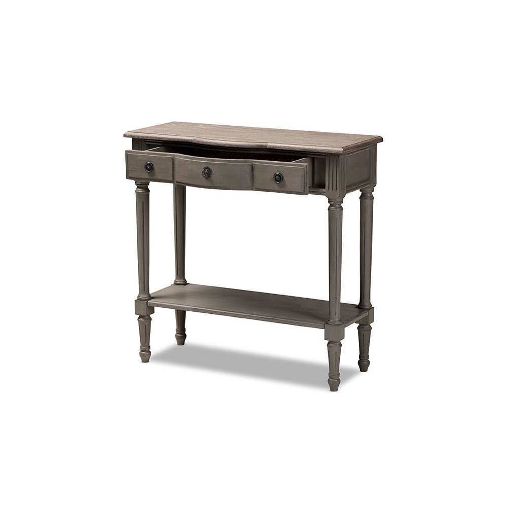 Baxton Studio Noelle French Provincial Gray Finished 1-Drawer Wood Console Table