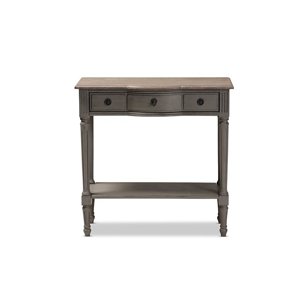 Baxton Studio Noelle French Provincial Gray Finished 1-Drawer Wood Console Table