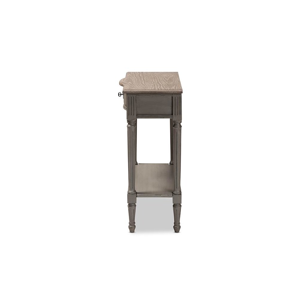 Baxton Studio Noelle French Provincial Gray Finished 1-Drawer Wood Console Table