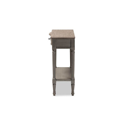 Baxton Studio Noelle French Provincial Gray Finished 1-Drawer Wood Console Table