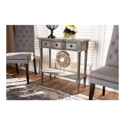 Baxton Studio Noelle French Provincial Gray Finished 1-Drawer Wood Console Table