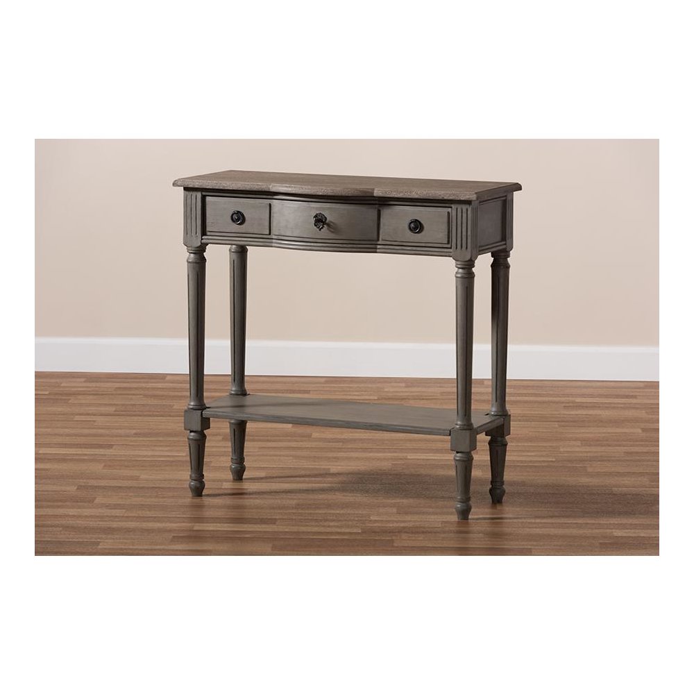 Baxton Studio Noelle French Provincial Gray Finished 1-Drawer Wood Console Table