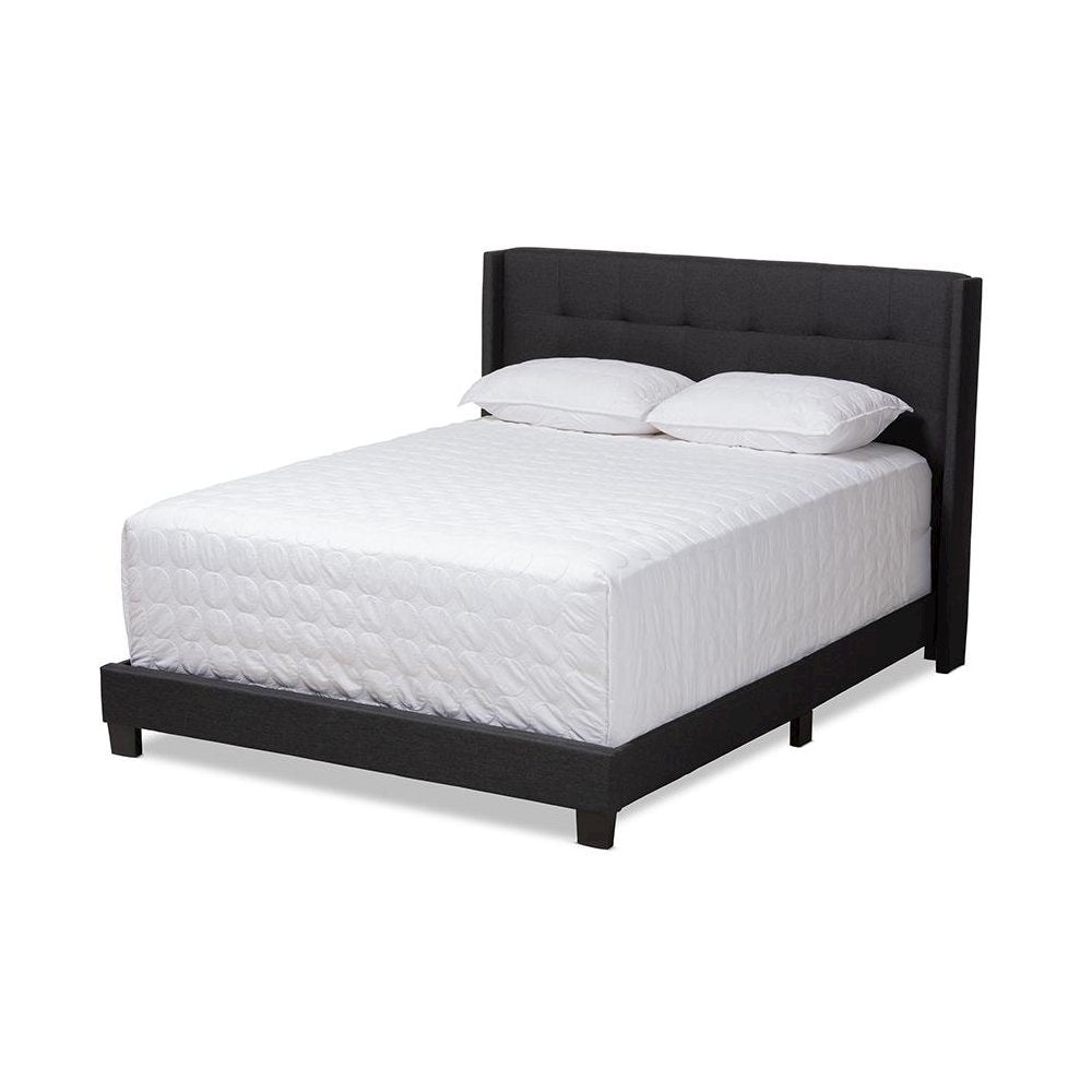 Lisette Modern and Contemporary Charcoal Grey Fabric Upholstered Queen Size Bed