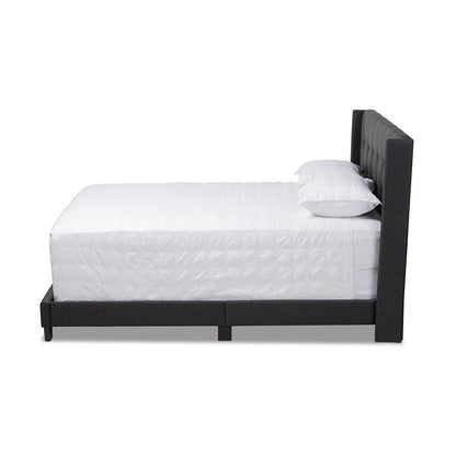Lisette Modern and Contemporary Charcoal Grey Fabric Upholstered Queen Size Bed