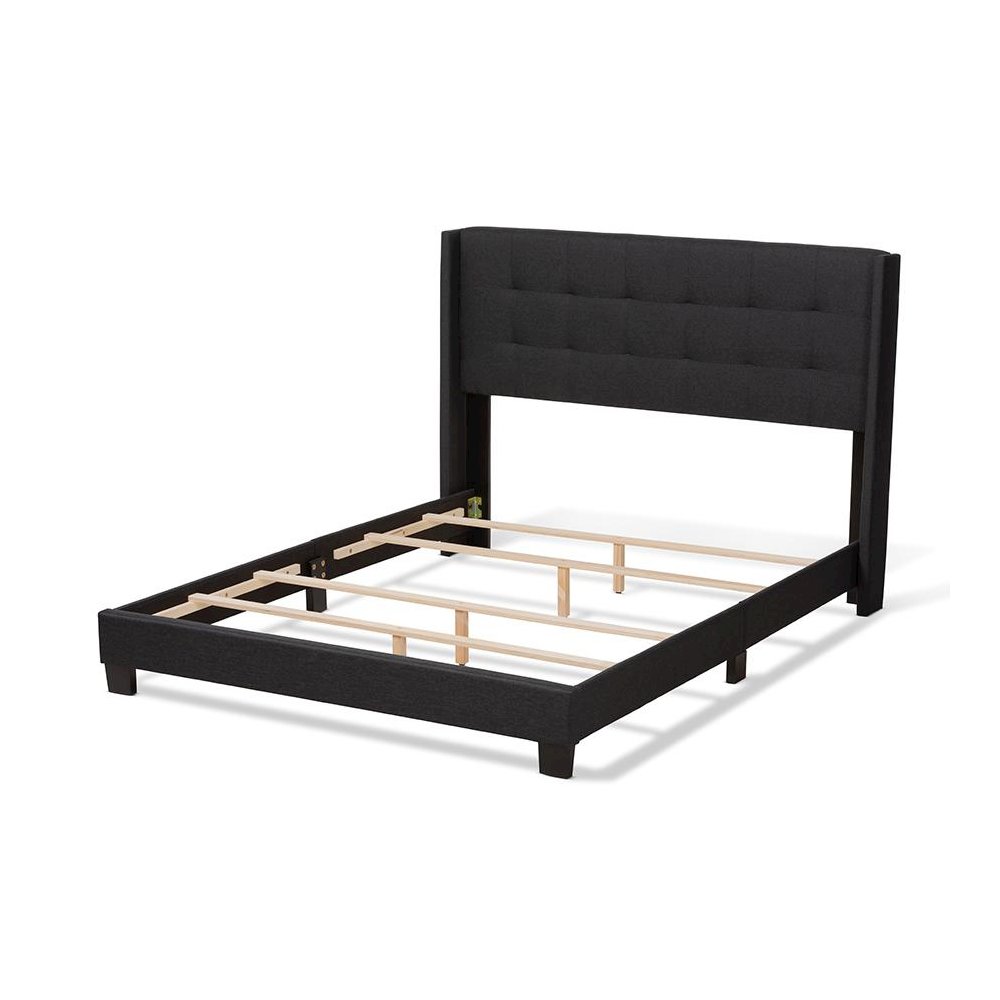 Lisette Modern and Contemporary Charcoal Grey Fabric Upholstered Queen Size Bed