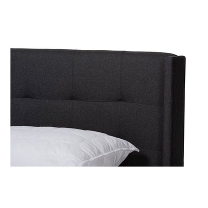 Lisette Modern and Contemporary Charcoal Grey Fabric Upholstered Queen Size Bed