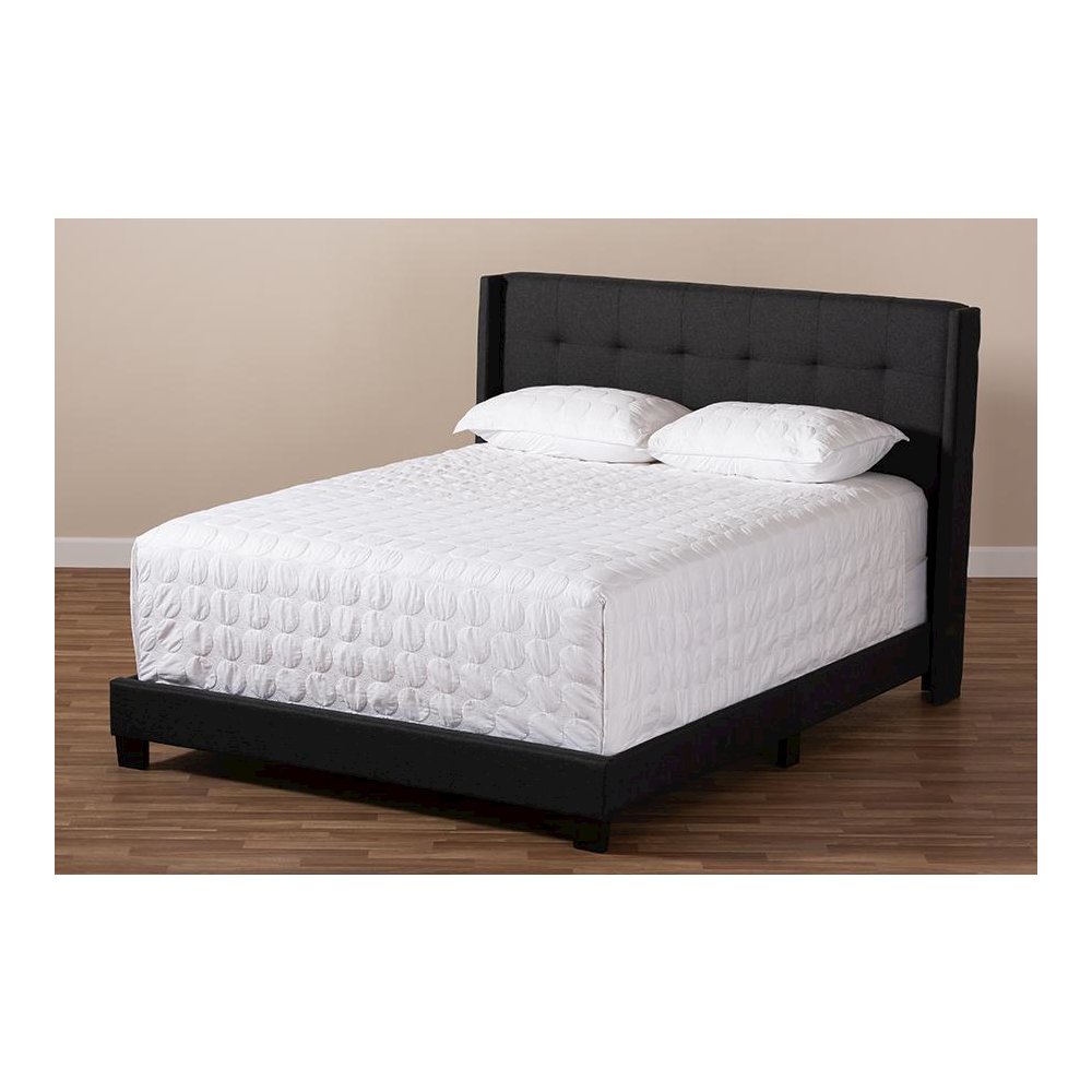 Lisette Modern and Contemporary Charcoal Grey Fabric Upholstered Queen Size Bed