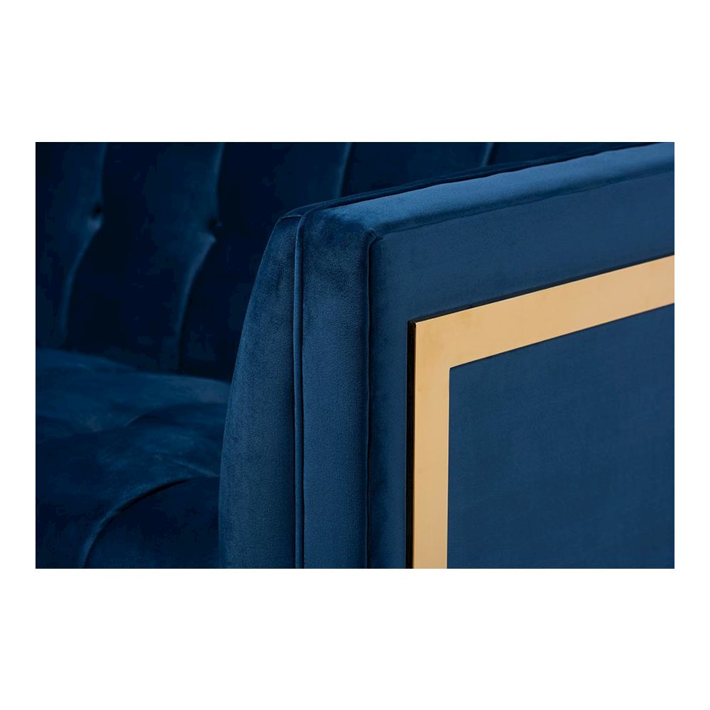 Button Tufted Gold Sofa with Gold-Tone Frame
