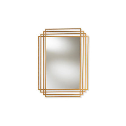 Kalinda Art Deco Antique Gold Finished Rectangular Accent Wall Mirror