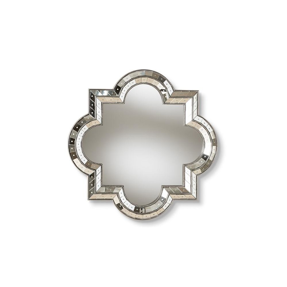 Catia Art Deco Antique Silver Finished Quatrefoil Accent Wall Mirror