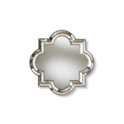 Catia Art Deco Antique Silver Finished Quatrefoil Accent Wall Mirror