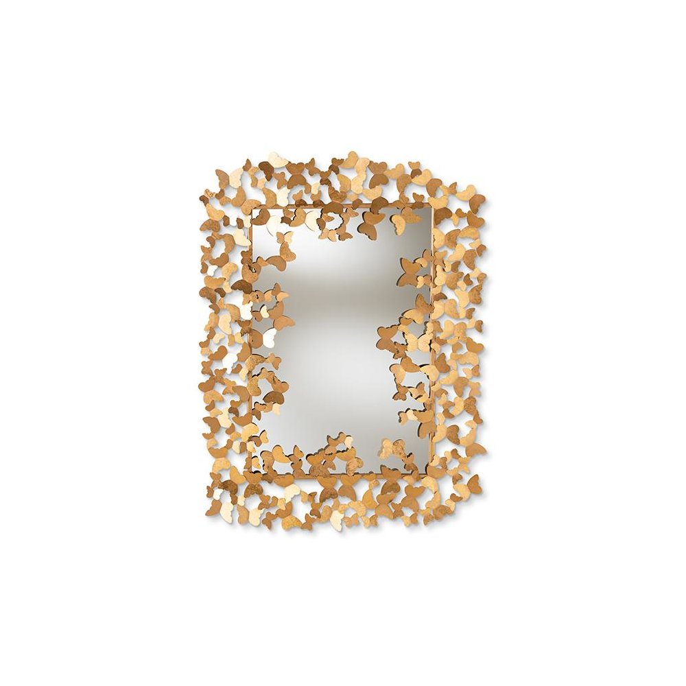 Antique Gold Finished Butterfly Accent Wall Mirror