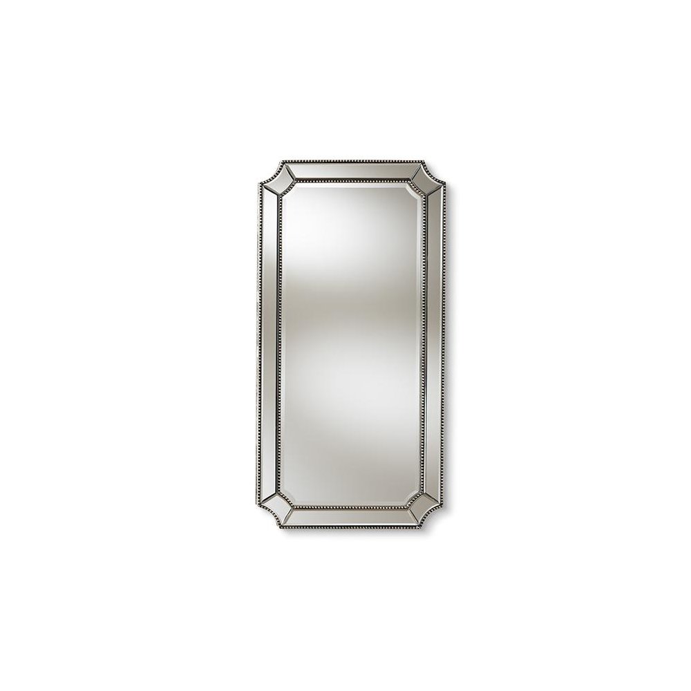 Baxton Studio Romina Art Deco Antique Silver Finished Accent Wall Mirror